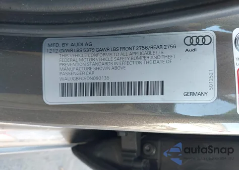 2013 Audi A6 3.0T Premium from USA, damaged, VIN WAUJGBFC5DN090135